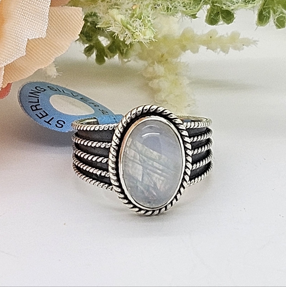 Genuine Moonstone Sterling Silver Ring